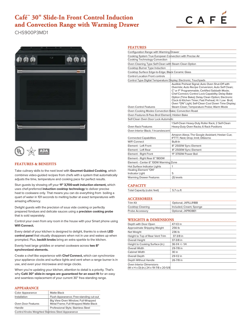 Page n°1 - Fiche technique GE CHS900P3MD1