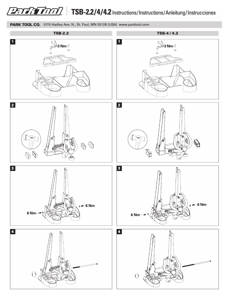 Page n°1 - Manuel utilisateur Park Tool TSB-2.2