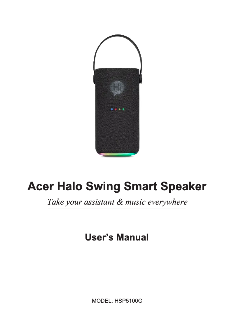 Image de la première page du manuel de l'appareil Halo Swing HSP5100G