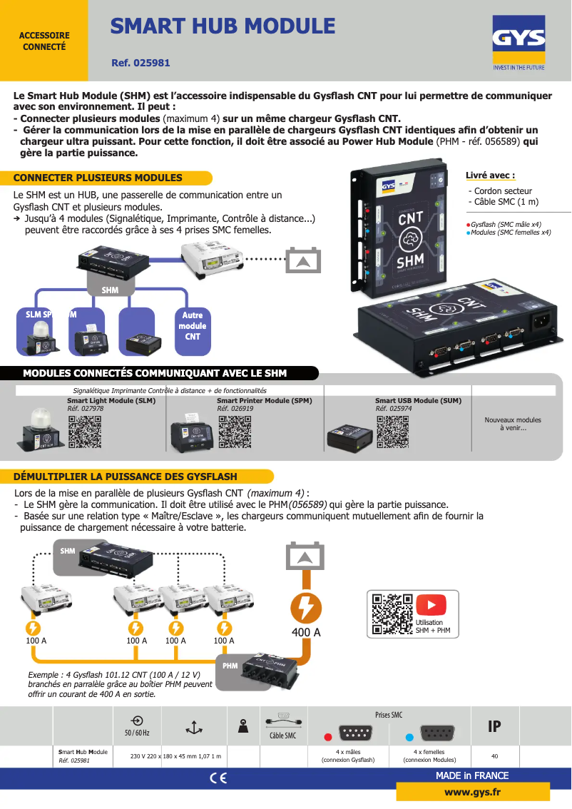 Page 1 de la notice Fiche technique GYS Smart HUB Module