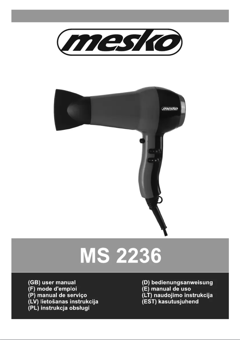 Page 1 de la notice Manuel utilisateur Mesko MS 2236