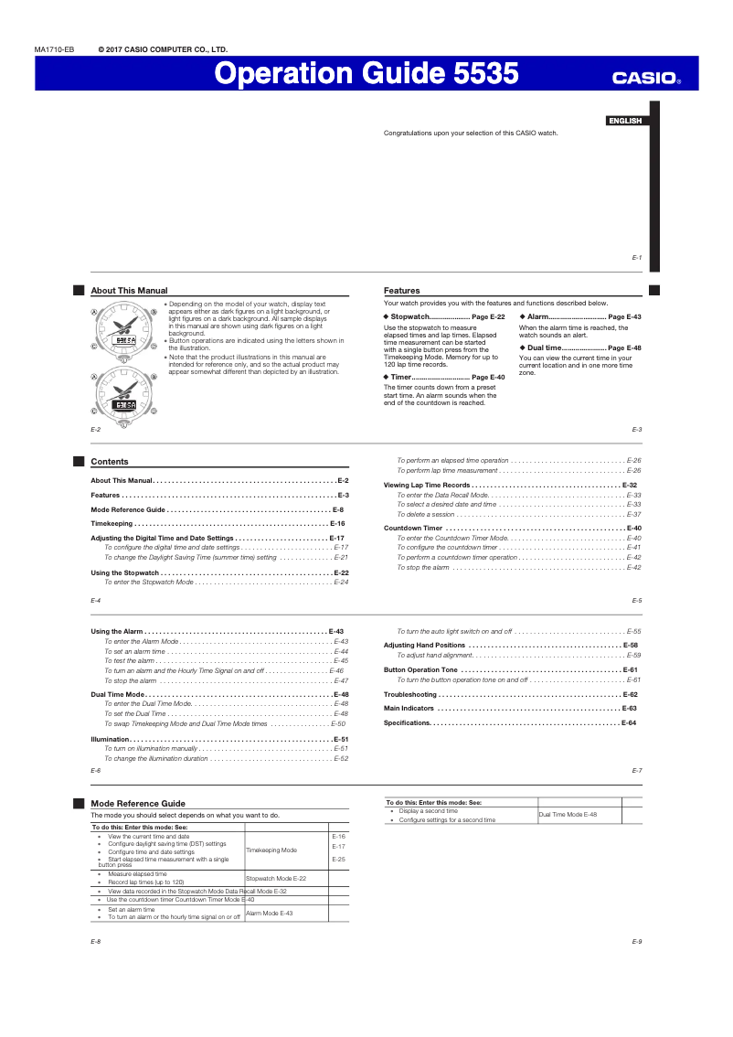 Image de la première page du manuel de l'appareil G-Shock GA-800MMC-1AER