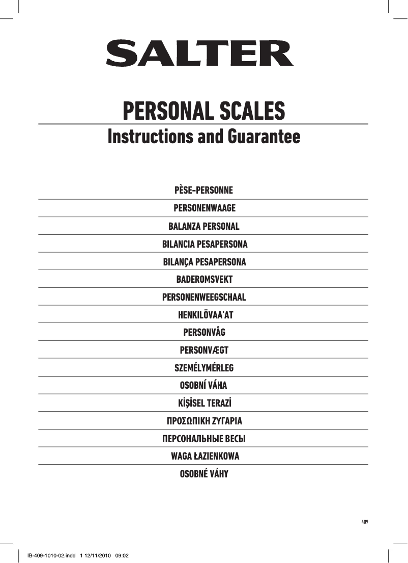 Page n°1 - Manuel utilisateur Salter 409 SVDR Stow-a-Weigh