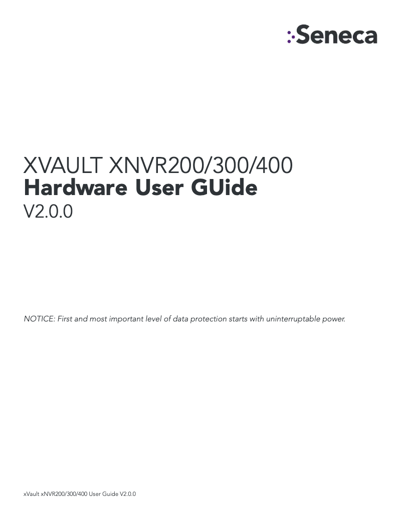 Page 1 de la notice Manuel utilisateur Seneca xVault xNVR200