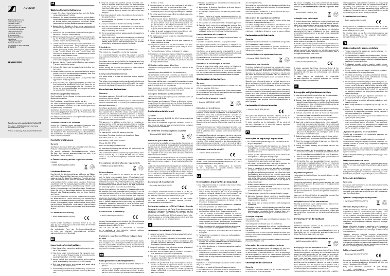 Image de la première page du manuel de l'appareil AD 3700