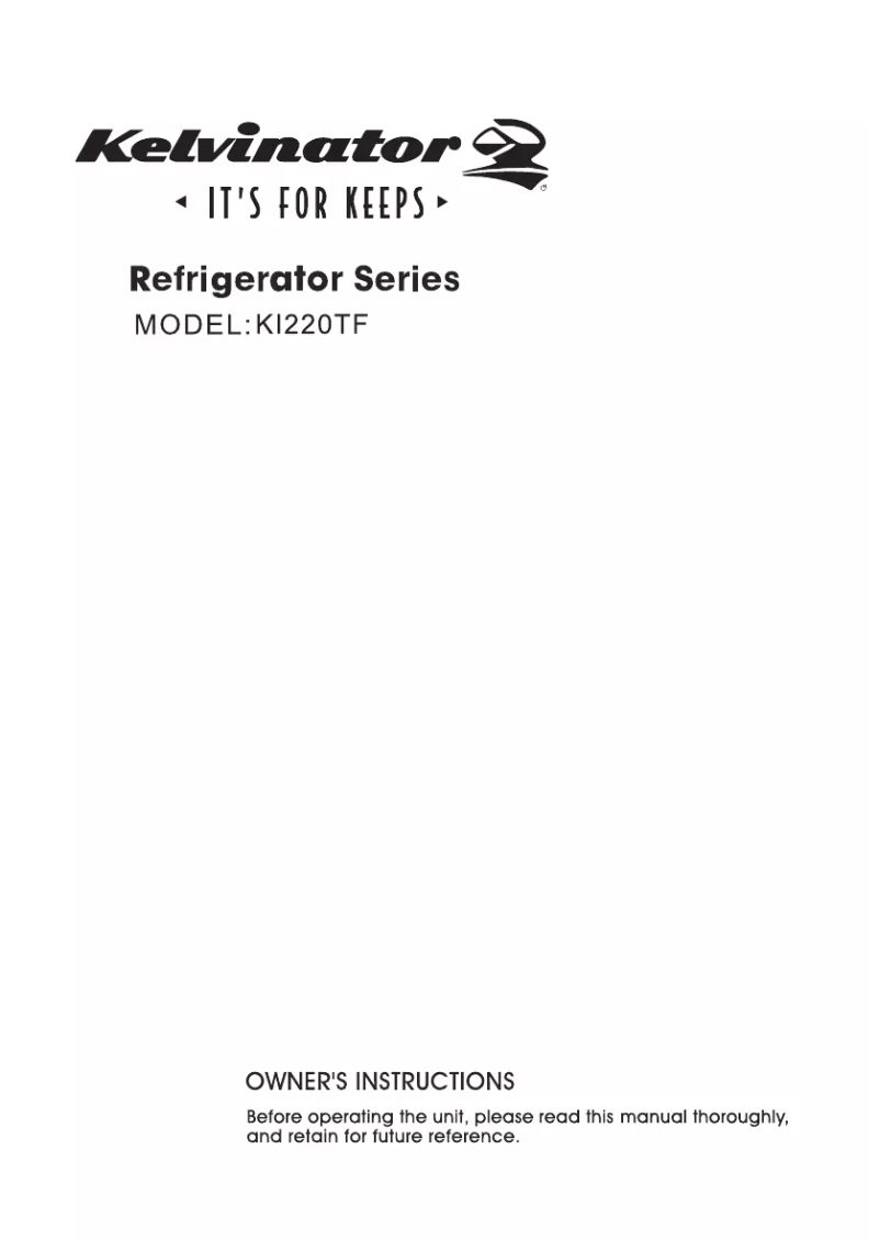 Page 1 de la notice Manuel utilisateur Kelvinator KI220TFM