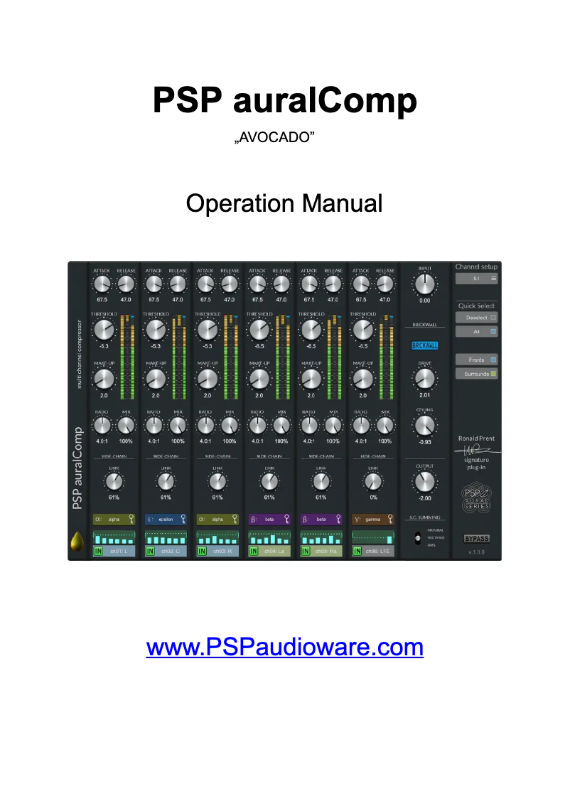 Page 1 de la notice Manuel utilisateur PSP Audioware auralControl