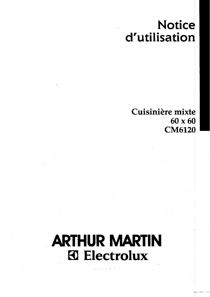 Page 1 de la notice Manuel utilisateur Arthur Martin-Electrolux CM6120B1