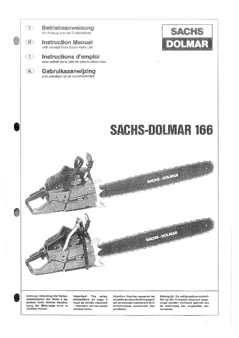 Page n°1 - Manuel utilisateur Dolmar 166