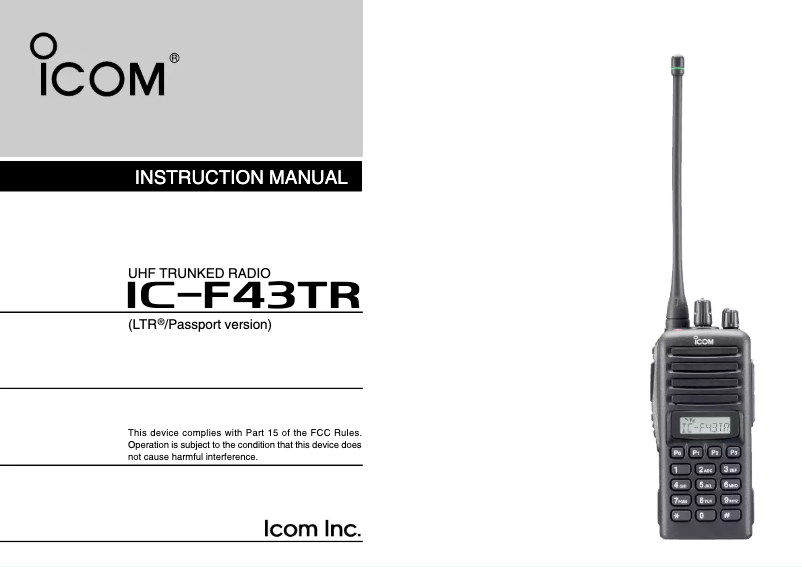 Image de la première page du manuel de l'appareil IC-F43TR