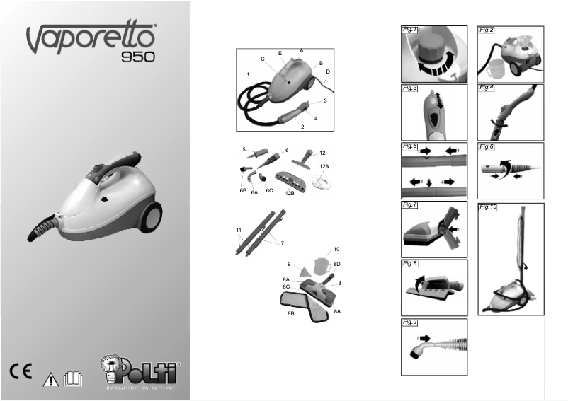 Page 1 de la notice Manuel utilisateur Polti Vaporetto 950