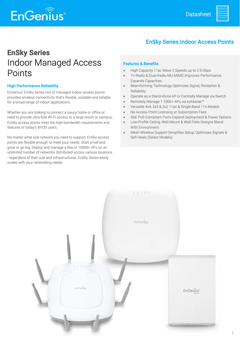 Page 1 de la notice Fiche technique EnGenius Neutron EWS355AP