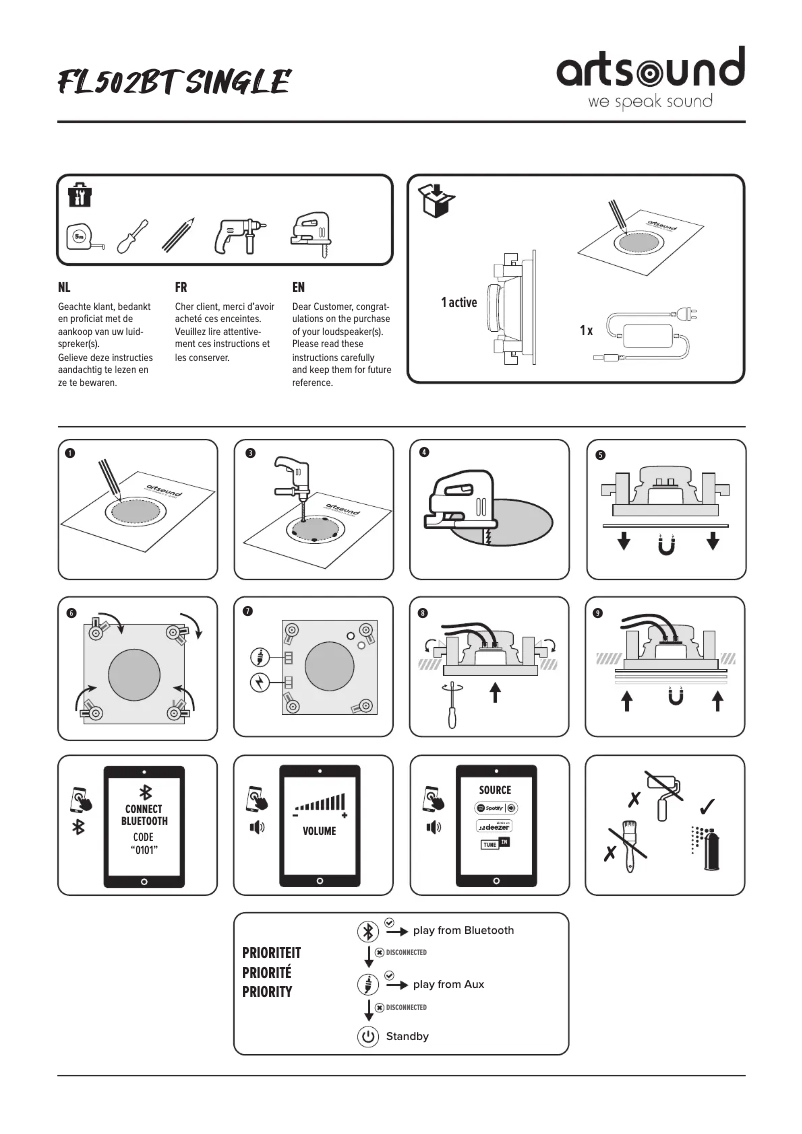 Page n°1 - Manuel utilisateur Artsound FL502BT SINGLE