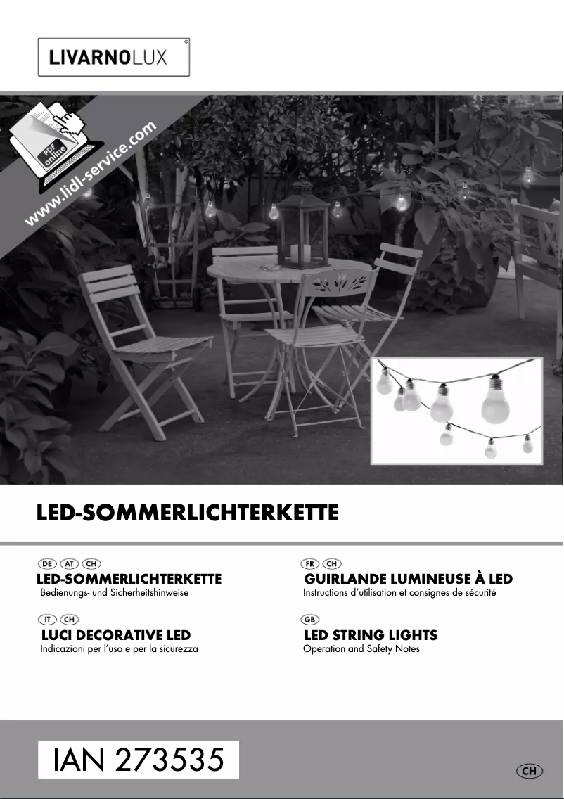 Page 1 de la notice Manuel utilisateur Livarno Lux IAN 273535