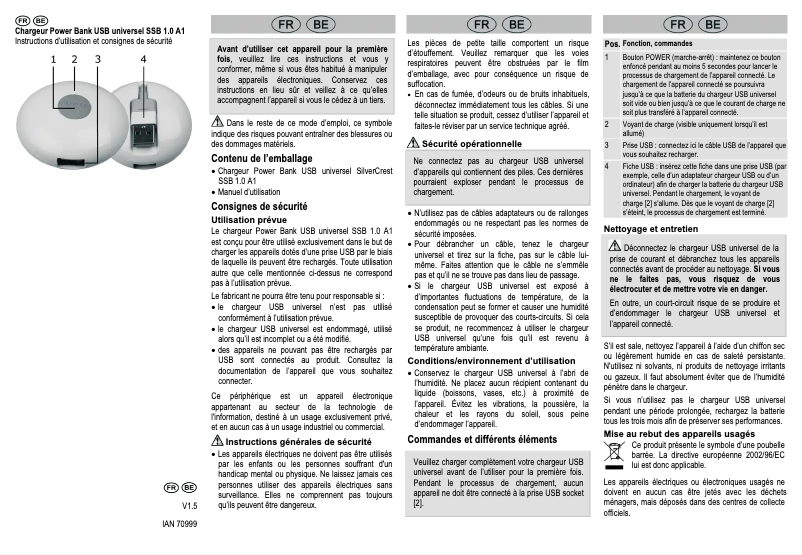 Page n°1 - Manuel utilisateur SilverCrest SSB 10 A1