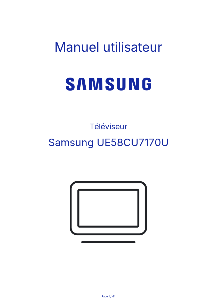 Page n°1 - Manuel utilisateur Samsung UE58CU7170U