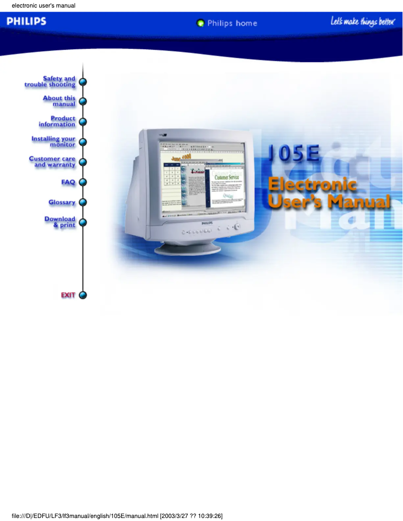 First page image of the manual for 105E11