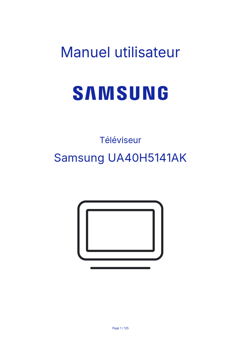 Page 1 de la notice Manuel utilisateur Samsung UA40H5141AK