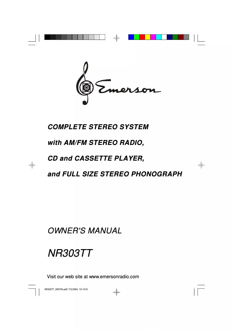 Page n°1 - Manuel utilisateur Emerson NR303TT