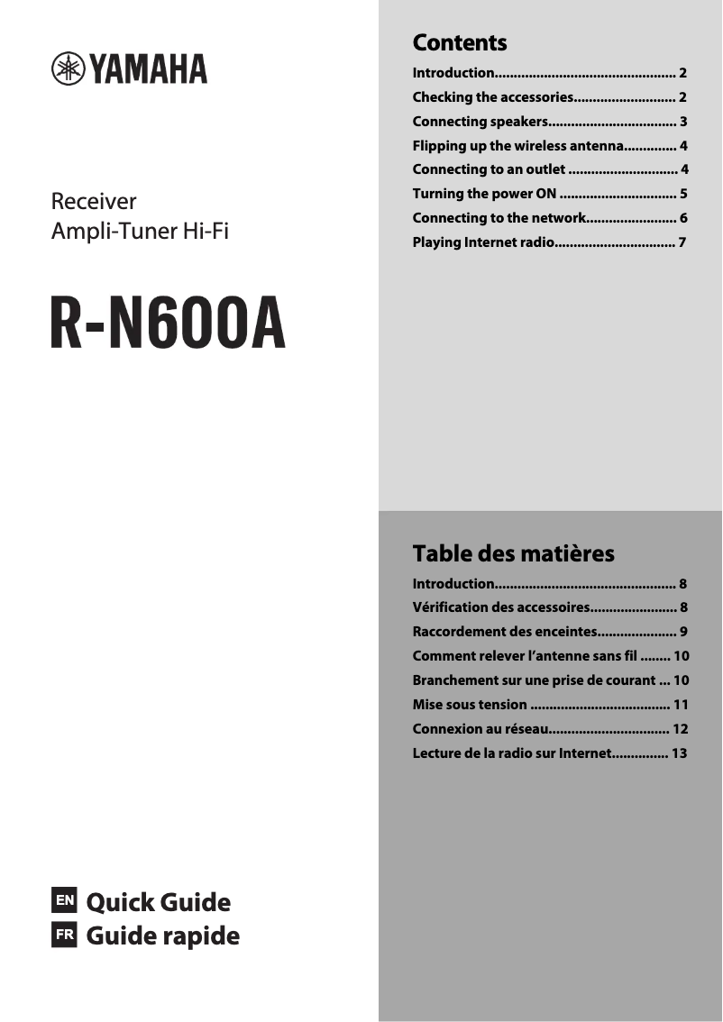 Page n°1 - Guide de démarrage rapide Yamaha R-N600A