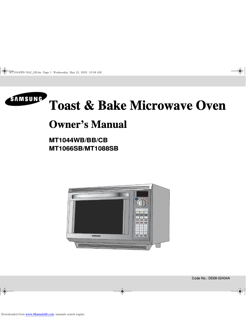 Page n°1 - Manuel utilisateur Samsung MT1066