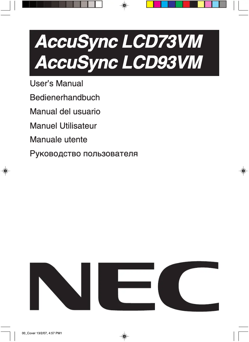 Imagen de la primera página del manual del dispositivo AccuSync LCD73VM