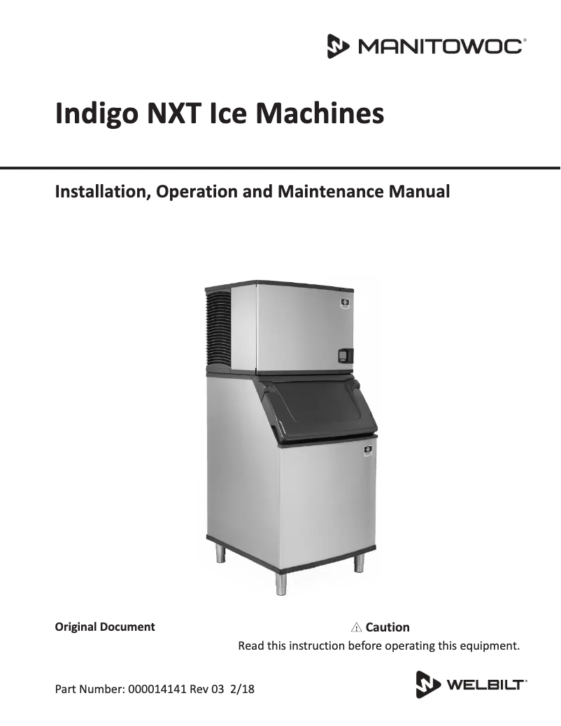 Page n°1 - Guide d'installation Manitowoc IDT0450W
