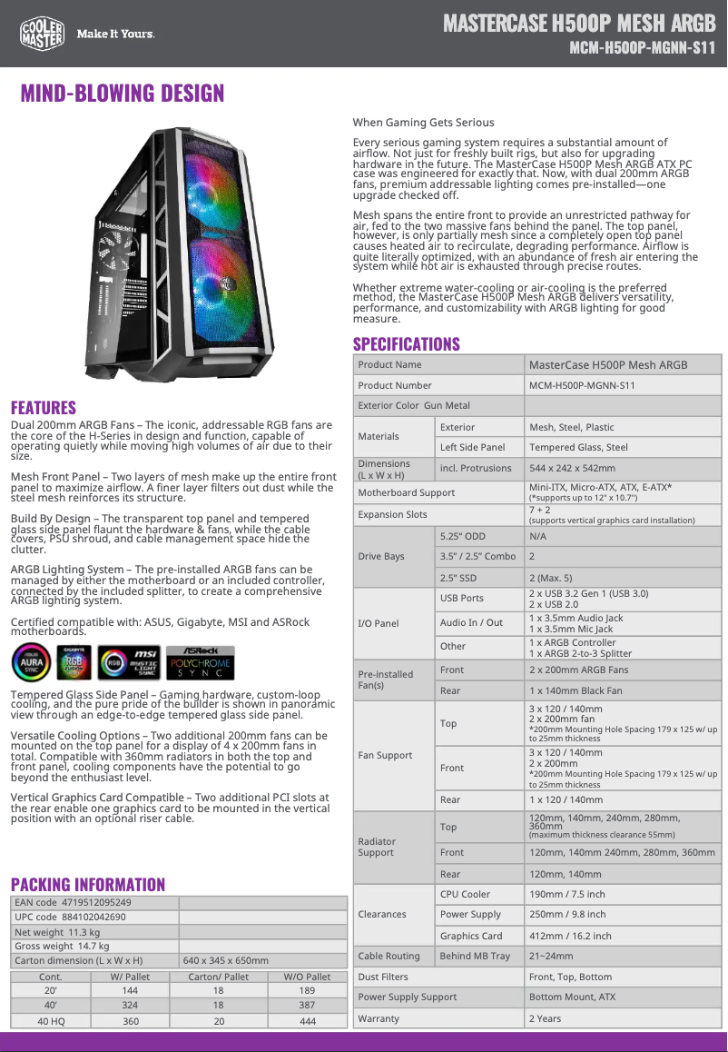 Image de la première page du manuel de l'appareil MasterCase H500P ARGB