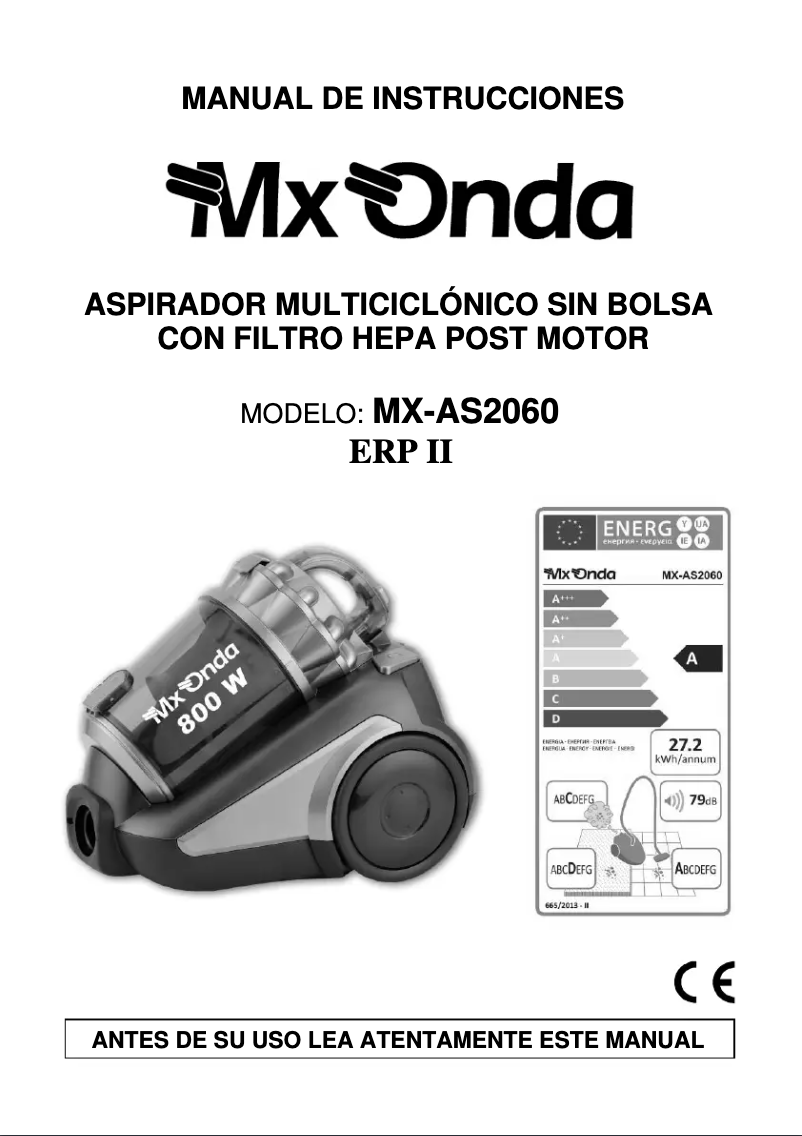 Page 1 de la notice Manuel utilisateur Mx Onda MX-AS2060