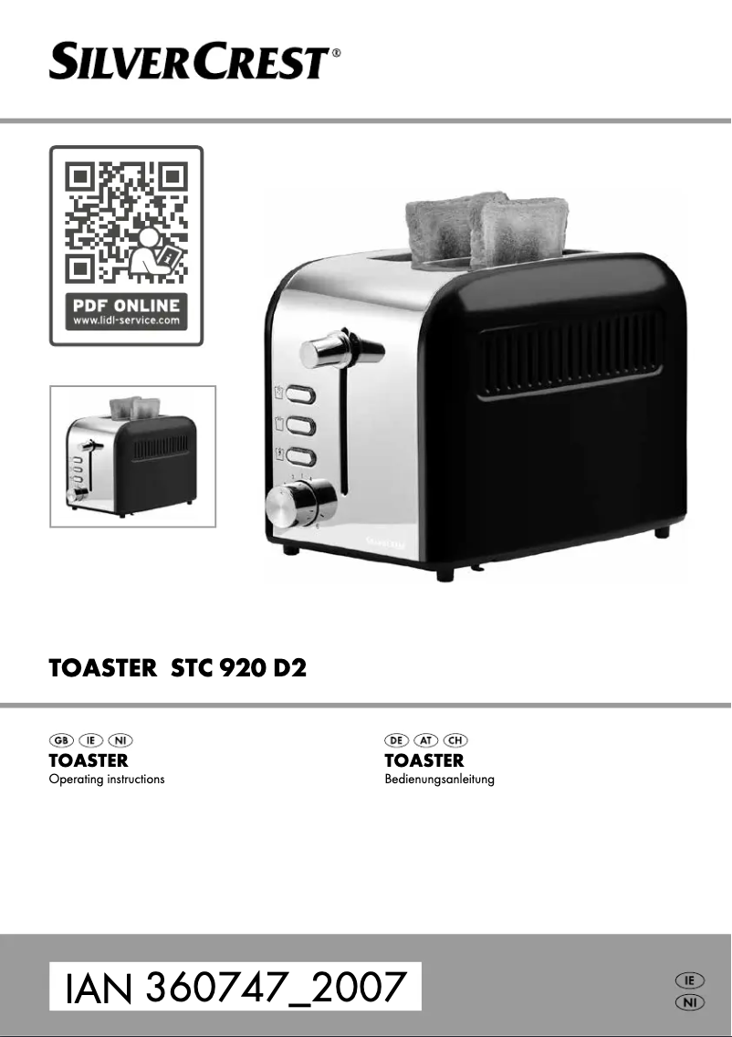 Page 1 de la notice Manuel utilisateur SilverCrest STC 920 D2