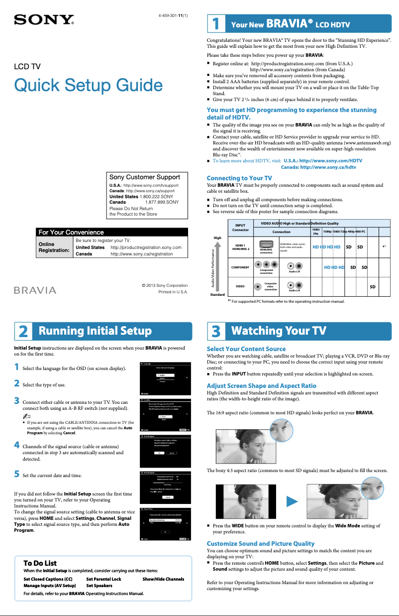Image de la première page du manuel de l'appareil Bravia KDL-32R400A
