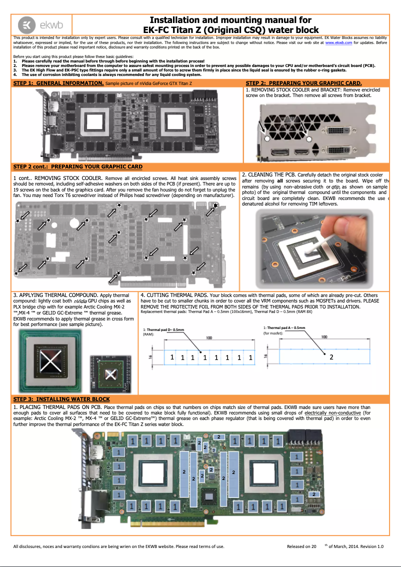 Page 1 de la notice Manuel utilisateur EK Water Blocks 3831109868966