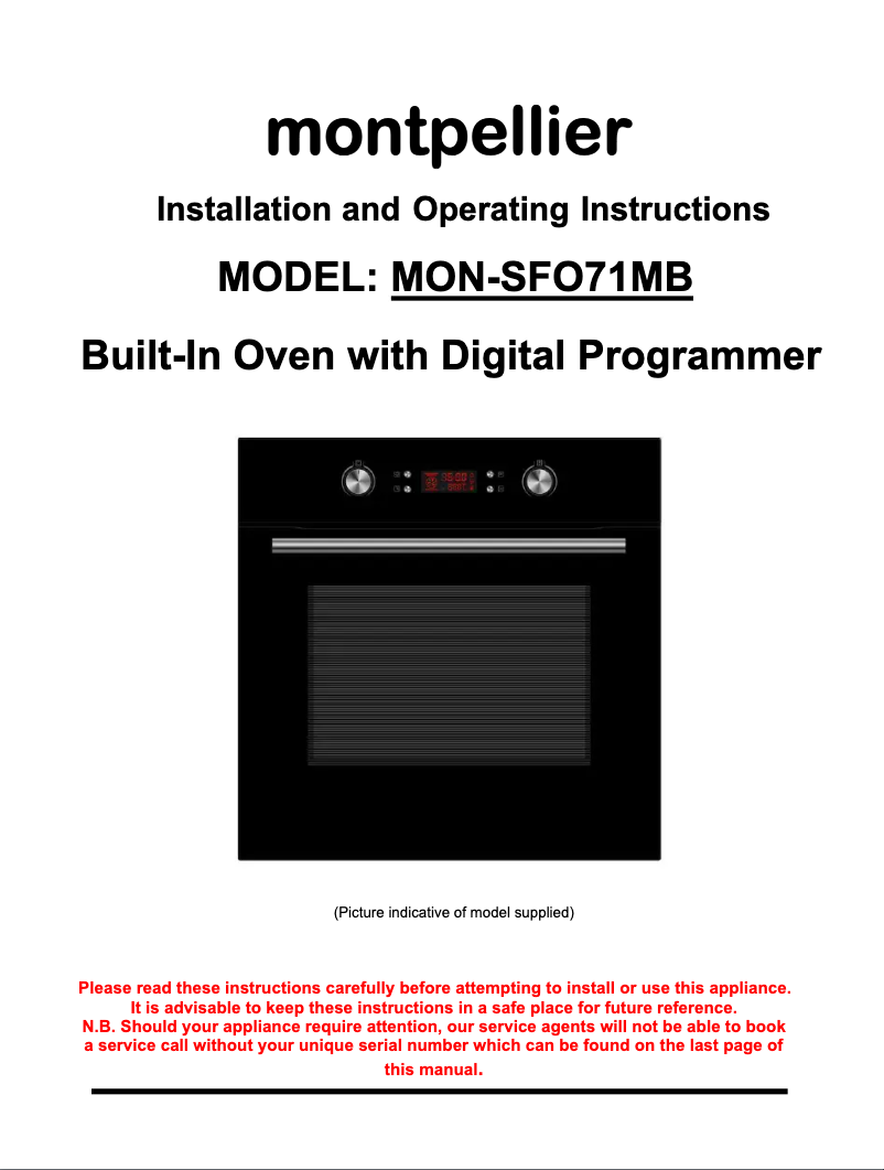 Image de la première page du manuel de l'appareil SFO71MB