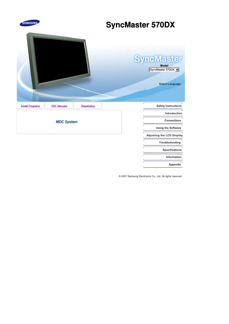 Image de la première page du manuel de l'appareil SyncMaster 570DX