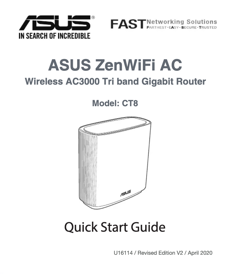 Page 1 de la notice Guide de démarrage rapide Asus ZenWiFi AC CT8