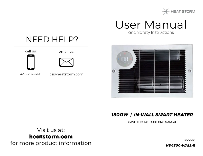Page 1 de la notice Manuel utilisateur Heat Storm HS-1500-WALL-R