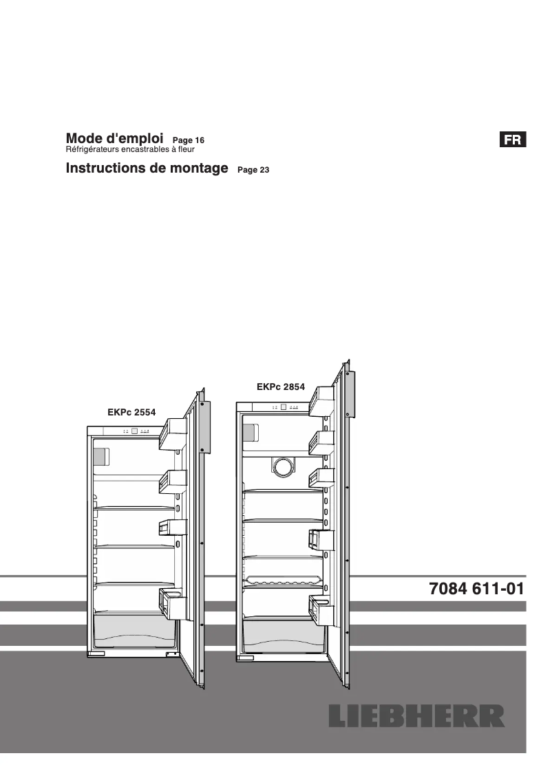 Page 1 de la notice Manuel utilisateur Liebherr EKPc 2854