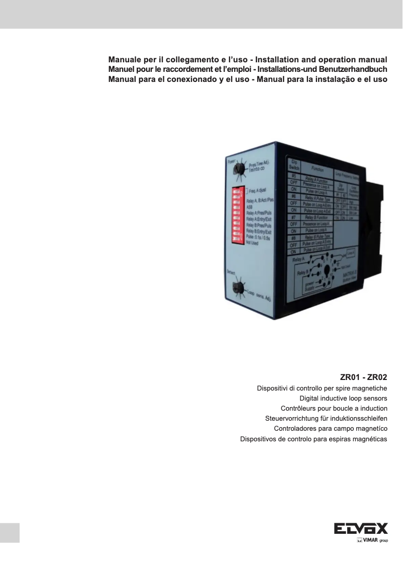 Page 1 de la notice Manuel utilisateur Vimar ELVOX ZR02