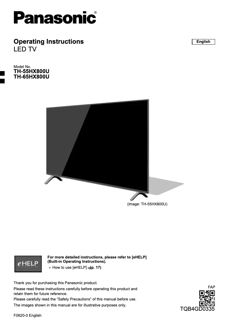 Página 1 del manual Manual de usuario Panasonic TH-55HX800U