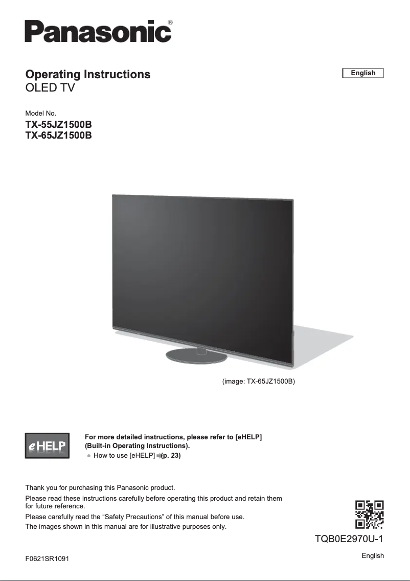 Imagen de la primera página del manual del dispositivo TX-65JZ1500B