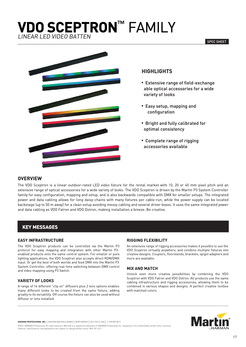 Page 1 de la notice Fiche technique Martin VDO Sceptron 20