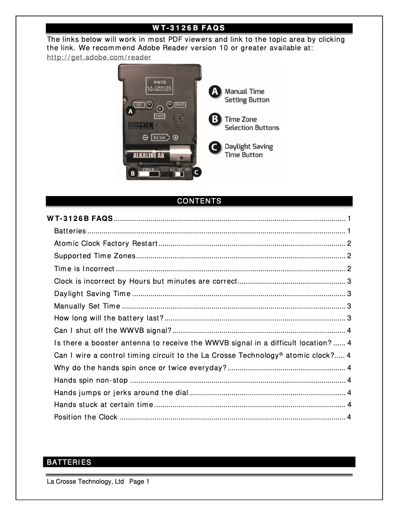 Page 1 de la notice FAQ La Crosse Technology WT-3126B