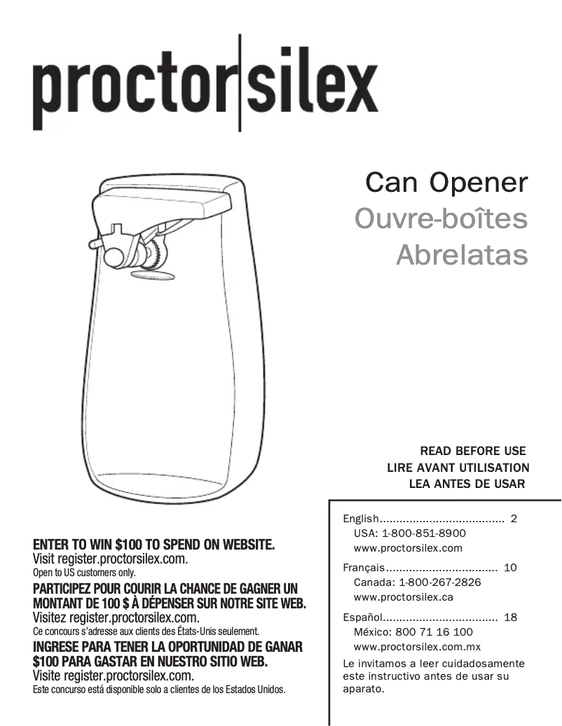 Page n°1 - Manuel utilisateur Proctor Silex 75224PS