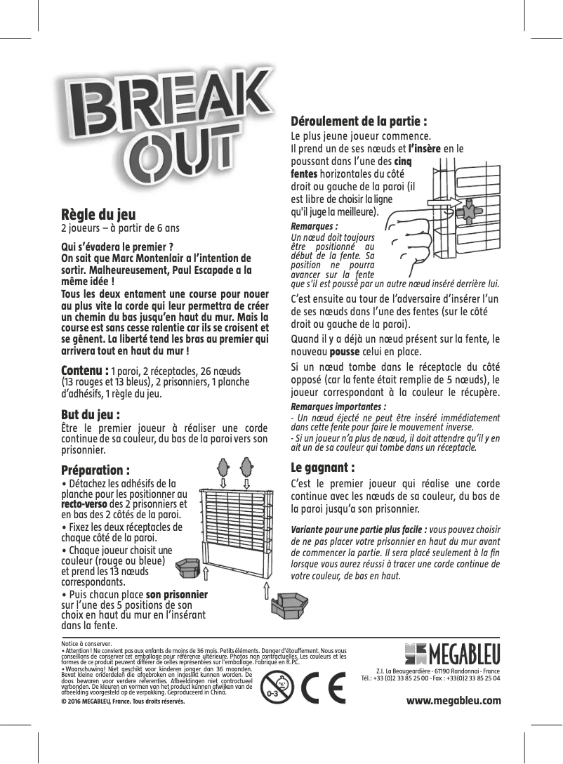 Page 1 de la notice Manuel utilisateur MEGABLEU Break Out