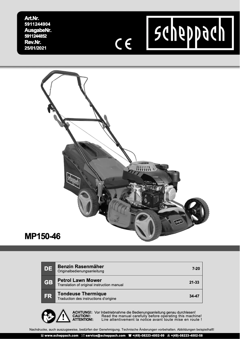 Page n°1 - Manuel utilisateur Scheppach MP150-46