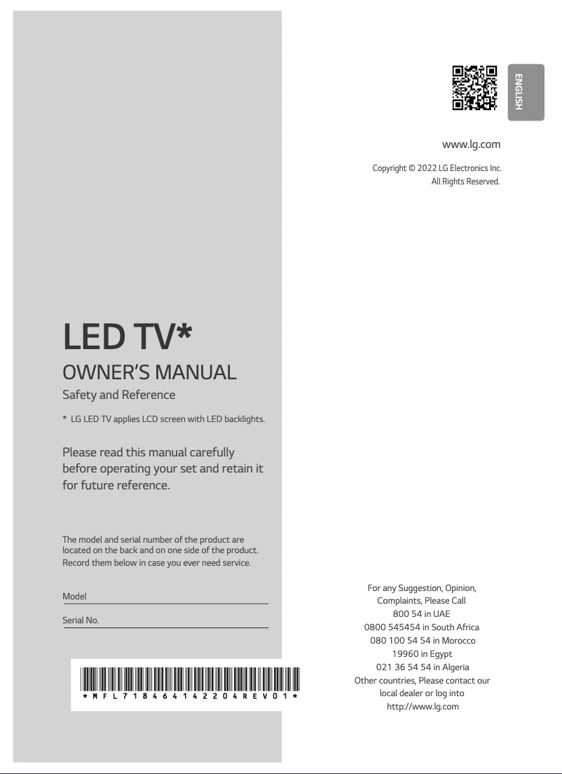 Page 1 de la notice Manuel utilisateur LG 65QNED856QA