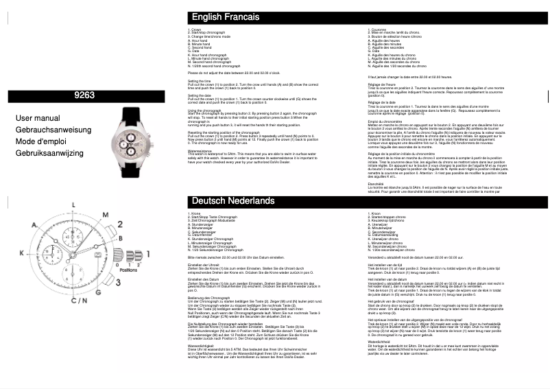 Page n°1 - Manuel utilisateur Davis 9263