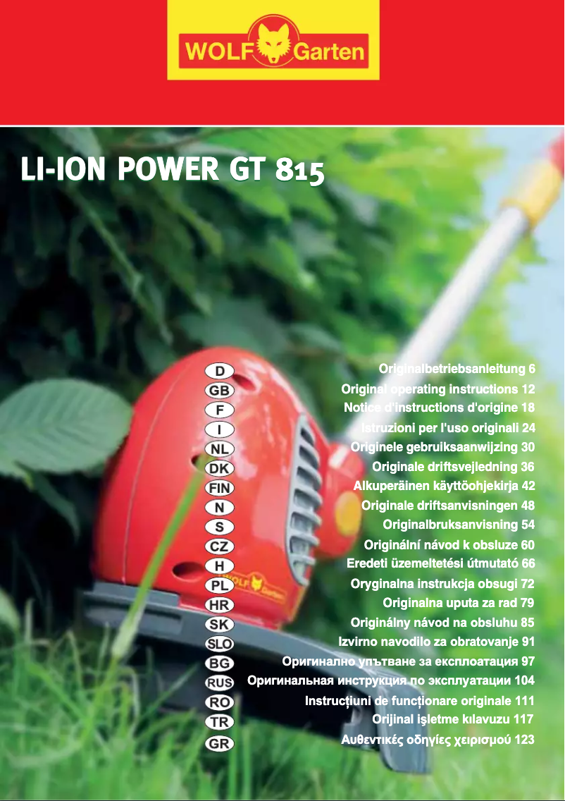 Page n°1 - Manuel utilisateur Wolf Garten GTB 815