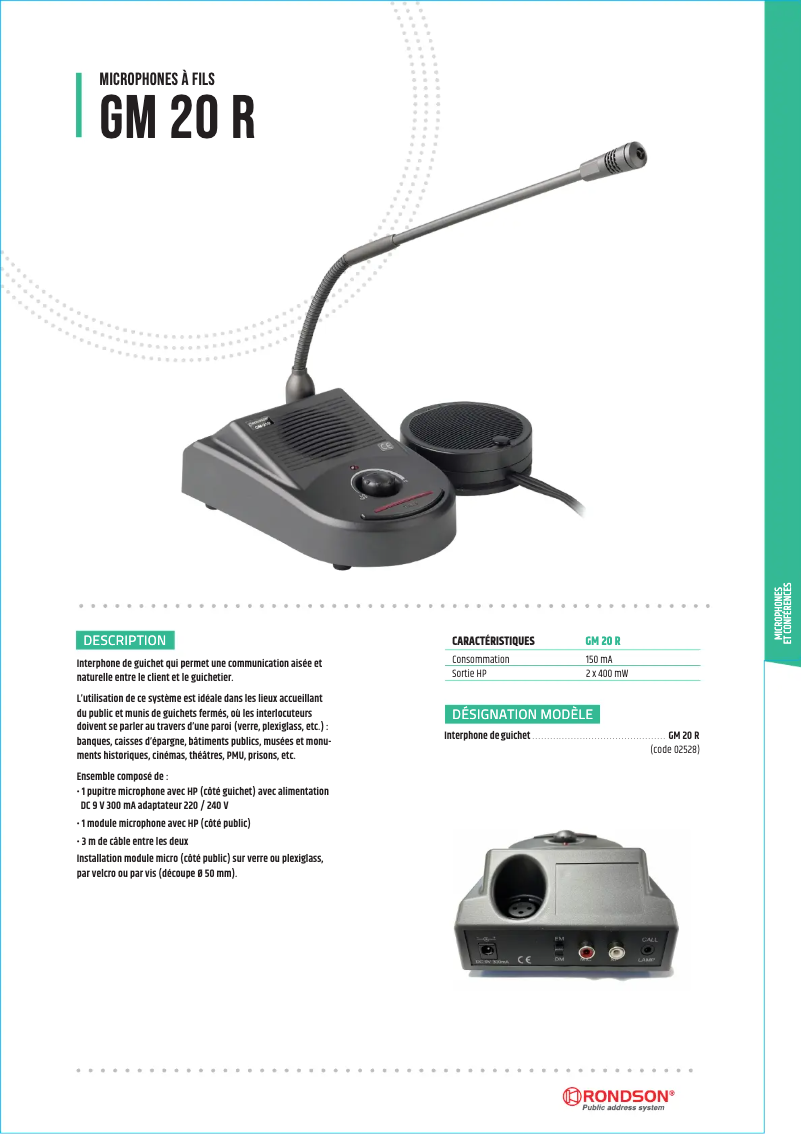 Page n°1 - Manuel utilisateur Rondson GM20 R