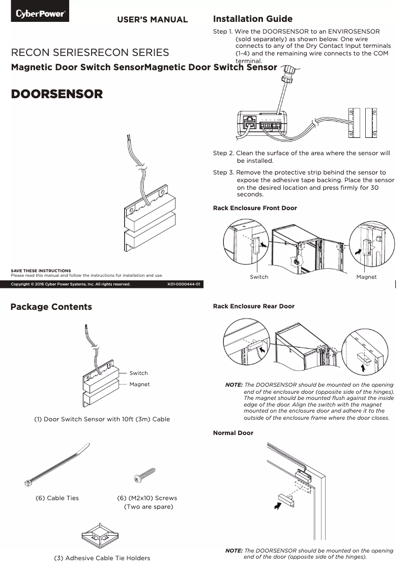 Image de la première page du manuel de l'appareil Doorsensor